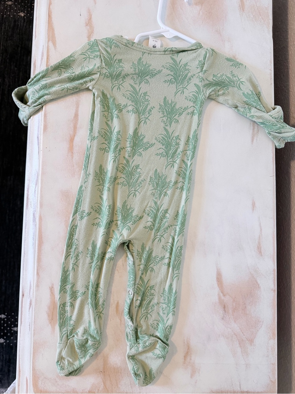 kate quinn Sage Green Botanical-Print Footed One-Piece